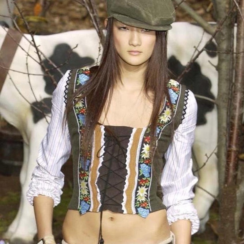 D&G by Dolce and Gabbana Fall 2002 Vintage Runway Bavarian corset top IT 46/M